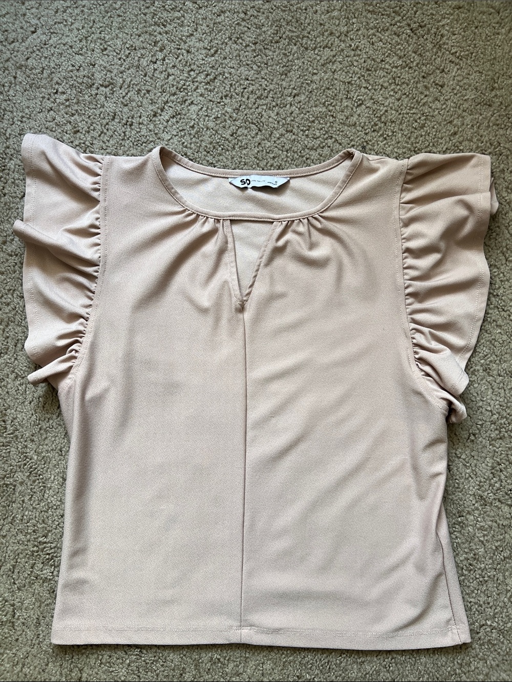 SO Tan Flutter Sleeve Top